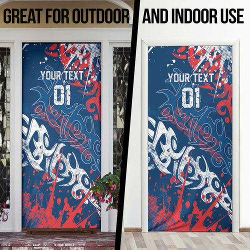 Personalized Sydney Roosters Rugby Door Cover Urban Street Graffiti Style - Distressed Splatter Elements