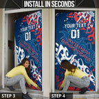 Personalized Sydney Roosters Rugby Door Cover Urban Street Graffiti Style - Distressed Splatter Elements