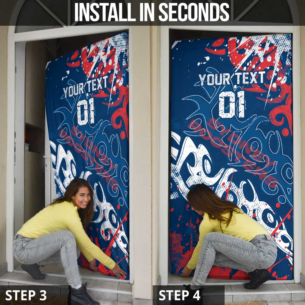 Personalized Sydney Roosters Rugby Door Cover Urban Street Graffiti Style - Distressed Splatter Elements