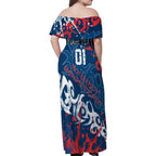 Personalized Sydney Roosters Rugby Family Matching Off Shoulder Maxi Dress and Hawaiian Shirt Urban Street Graffiti Style - Distressed Splatter Elements