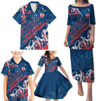 Personalized Sydney Roosters Rugby Family Matching Puletasi and Hawaiian Shirt Urban Street Graffiti Style - Distressed Splatter Elements