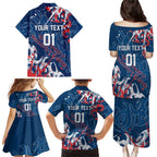 Personalized Sydney Roosters Rugby Family Matching Puletasi and Hawaiian Shirt Urban Street Graffiti Style - Distressed Splatter Elements