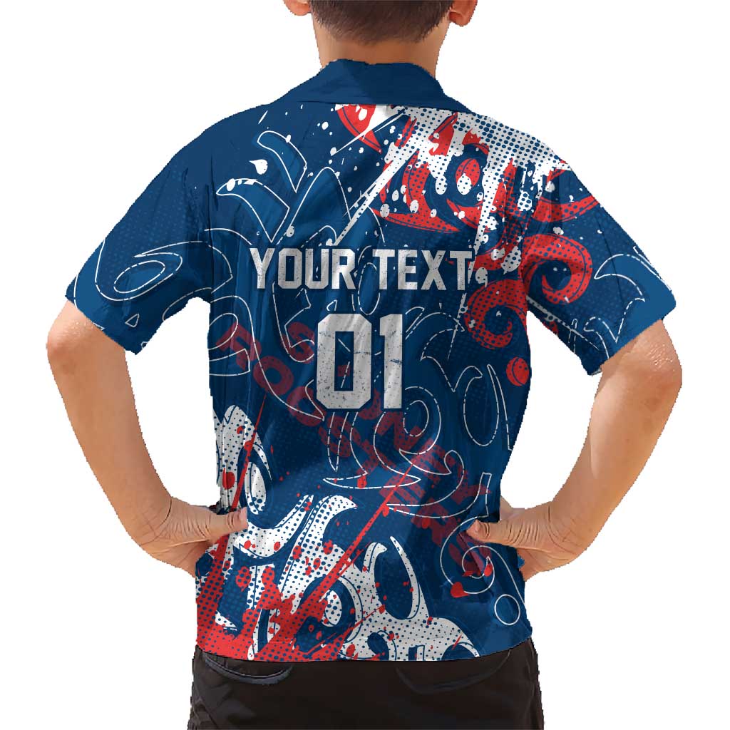 Personalized Sydney Roosters Rugby Family Matching Short Sleeve Bodycon Dress and Hawaiian Shirt Urban Street Graffiti Style - Distressed Splatter Elements