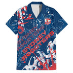 Personalized Sydney Roosters Rugby Family Matching Short Sleeve Bodycon Dress and Hawaiian Shirt Urban Street Graffiti Style - Distressed Splatter Elements
