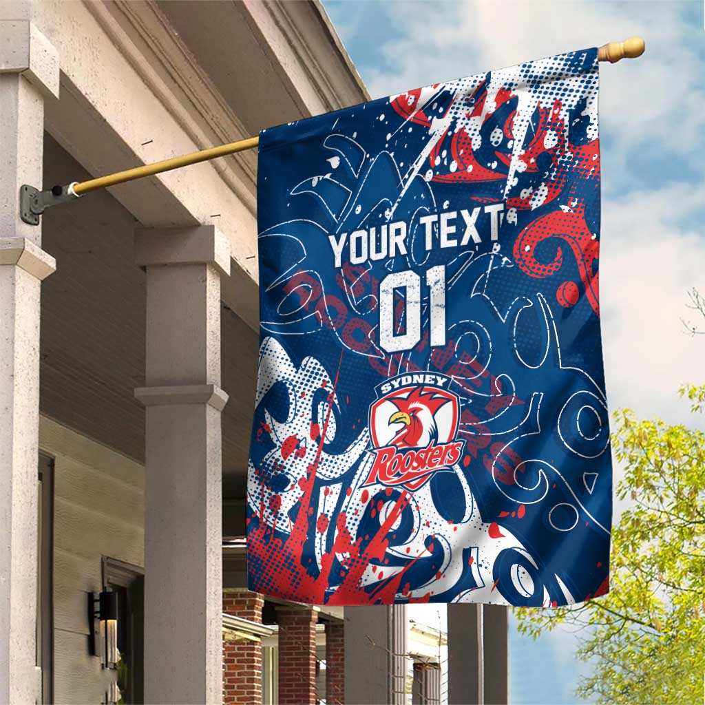 Personalized Sydney Roosters Rugby Garden Flag Urban Street Graffiti Style - Distressed Splatter Elements