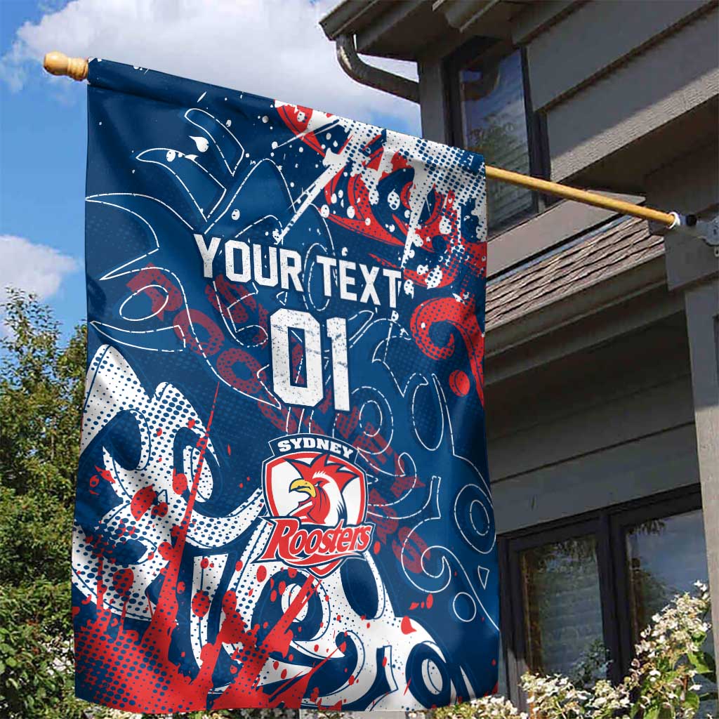 Personalized Sydney Roosters Rugby Garden Flag Urban Street Graffiti Style - Distressed Splatter Elements