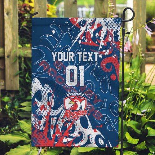Personalized Sydney Roosters Rugby Garden Flag Urban Street Graffiti Style - Distressed Splatter Elements