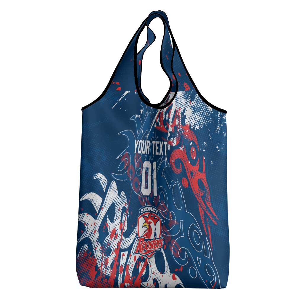 Personalized Sydney Roosters Rugby Grocery Bag Urban Street Graffiti Style - Distressed Splatter Elements