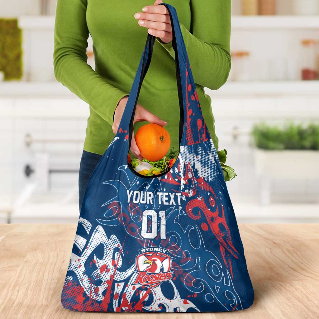 Personalized Sydney Roosters Rugby Grocery Bag Urban Street Graffiti Style - Distressed Splatter Elements