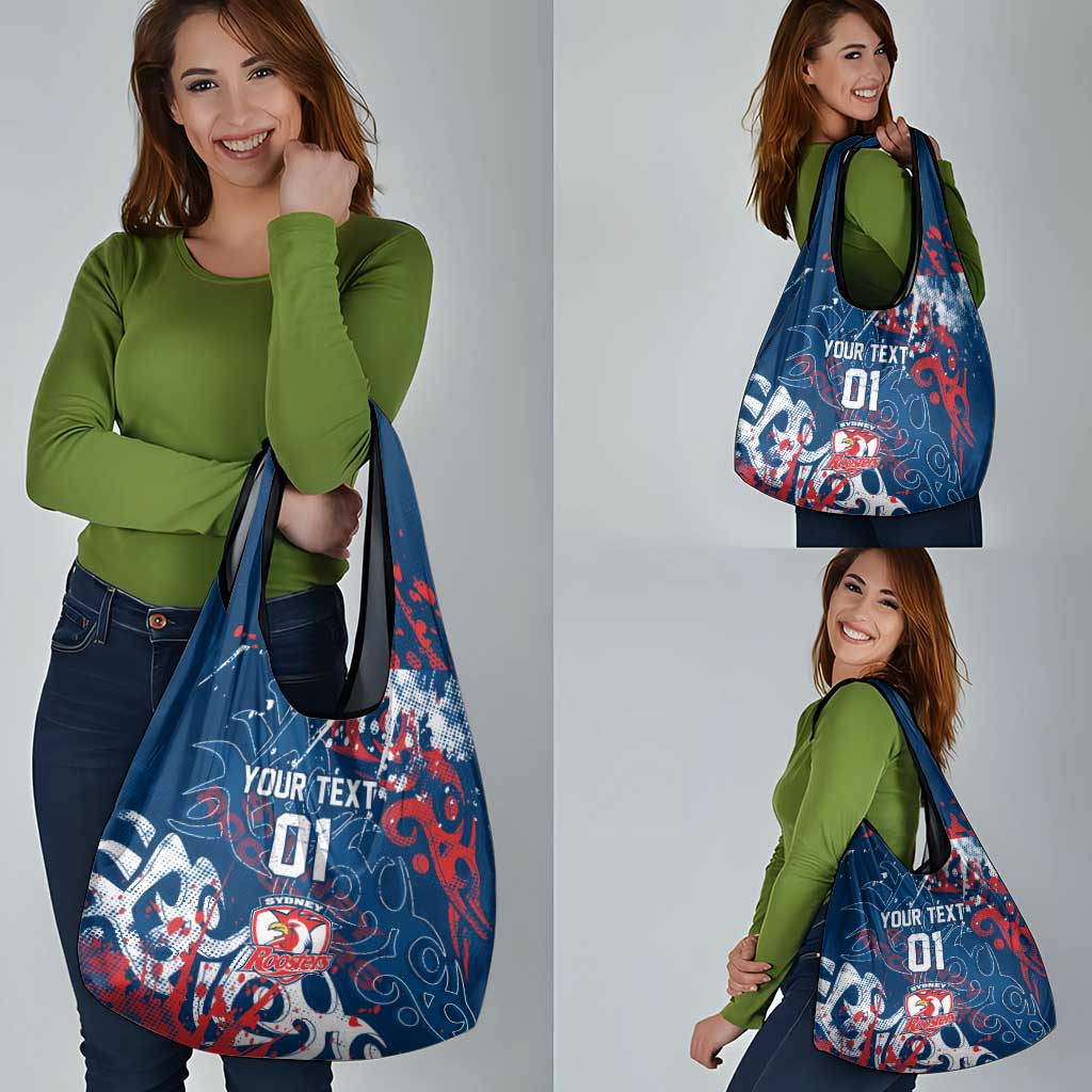 Personalized Sydney Roosters Rugby Grocery Bag Urban Street Graffiti Style - Distressed Splatter Elements