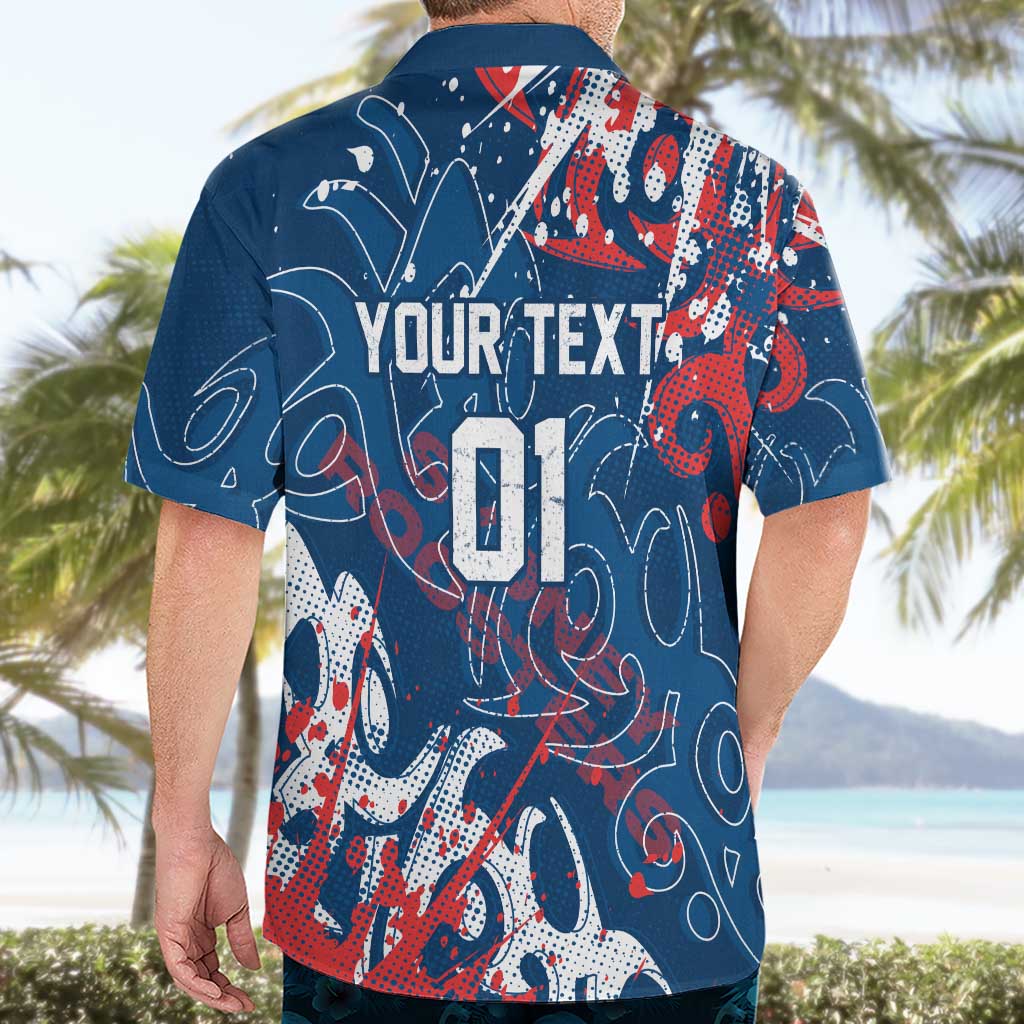 Personalized Sydney Roosters Rugby Hawaiian Shirt Urban Street Graffiti Style - Distressed Splatter Elements