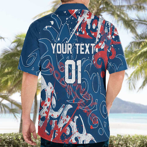 Personalized Sydney Roosters Rugby Hawaiian Shirt Urban Street Graffiti Style - Distressed Splatter Elements