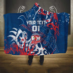 Personalized Sydney Roosters Rugby Hooded Blanket Urban Street Graffiti Style - Distressed Splatter Elements