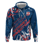 Personalized Sydney Roosters Rugby Hoodie Urban Street Graffiti Style - Distressed Splatter Elements