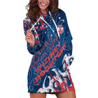 Personalized Sydney Roosters Rugby Hoodie Dress Urban Street Graffiti Style - Distressed Splatter Elements
