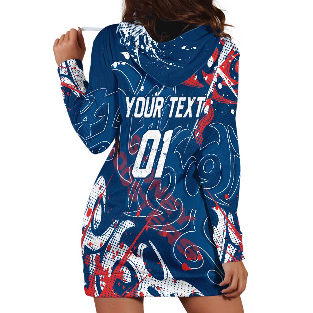 Personalized Sydney Roosters Rugby Hoodie Dress Urban Street Graffiti Style - Distressed Splatter Elements
