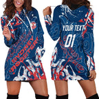 Personalized Sydney Roosters Rugby Hoodie Dress Urban Street Graffiti Style - Distressed Splatter Elements