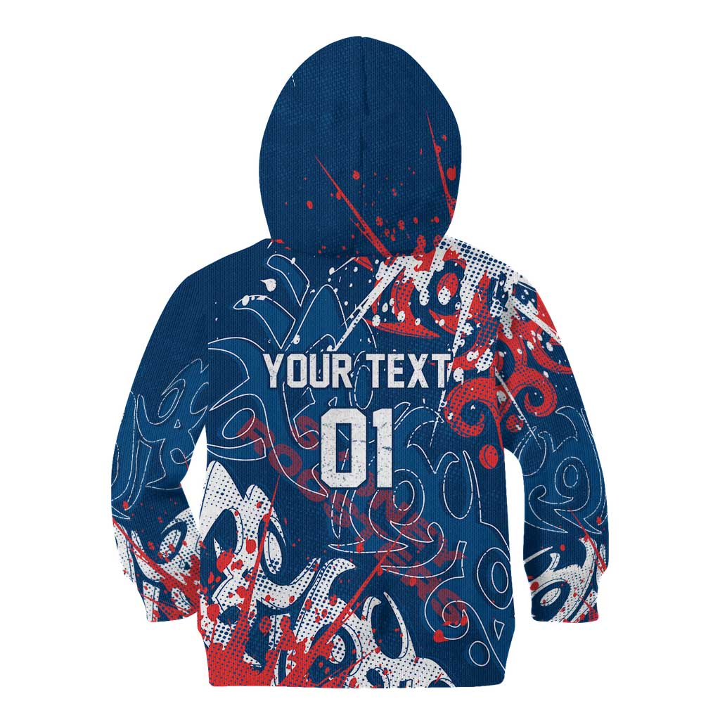 Personalized Sydney Roosters Rugby Kid Hoodie Urban Street Graffiti Style - Distressed Splatter Elements