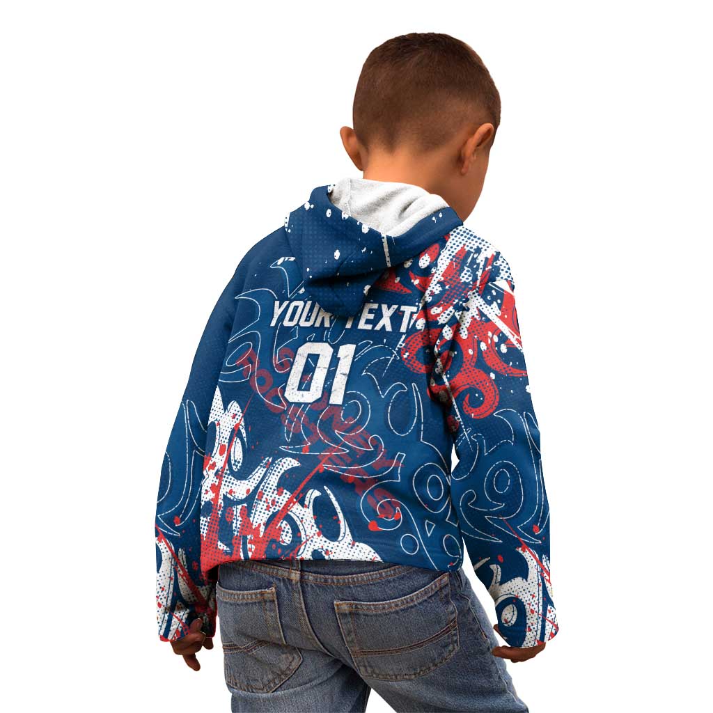 Personalized Sydney Roosters Rugby Kid Hoodie Urban Street Graffiti Style - Distressed Splatter Elements