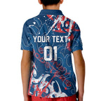Personalized Sydney Roosters Rugby Kid Polo Shirt Urban Street Graffiti Style - Distressed Splatter Elements