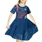 Personalized Sydney Roosters Rugby Kid Short Sleeve Dress Urban Street Graffiti Style - Distressed Splatter Elements