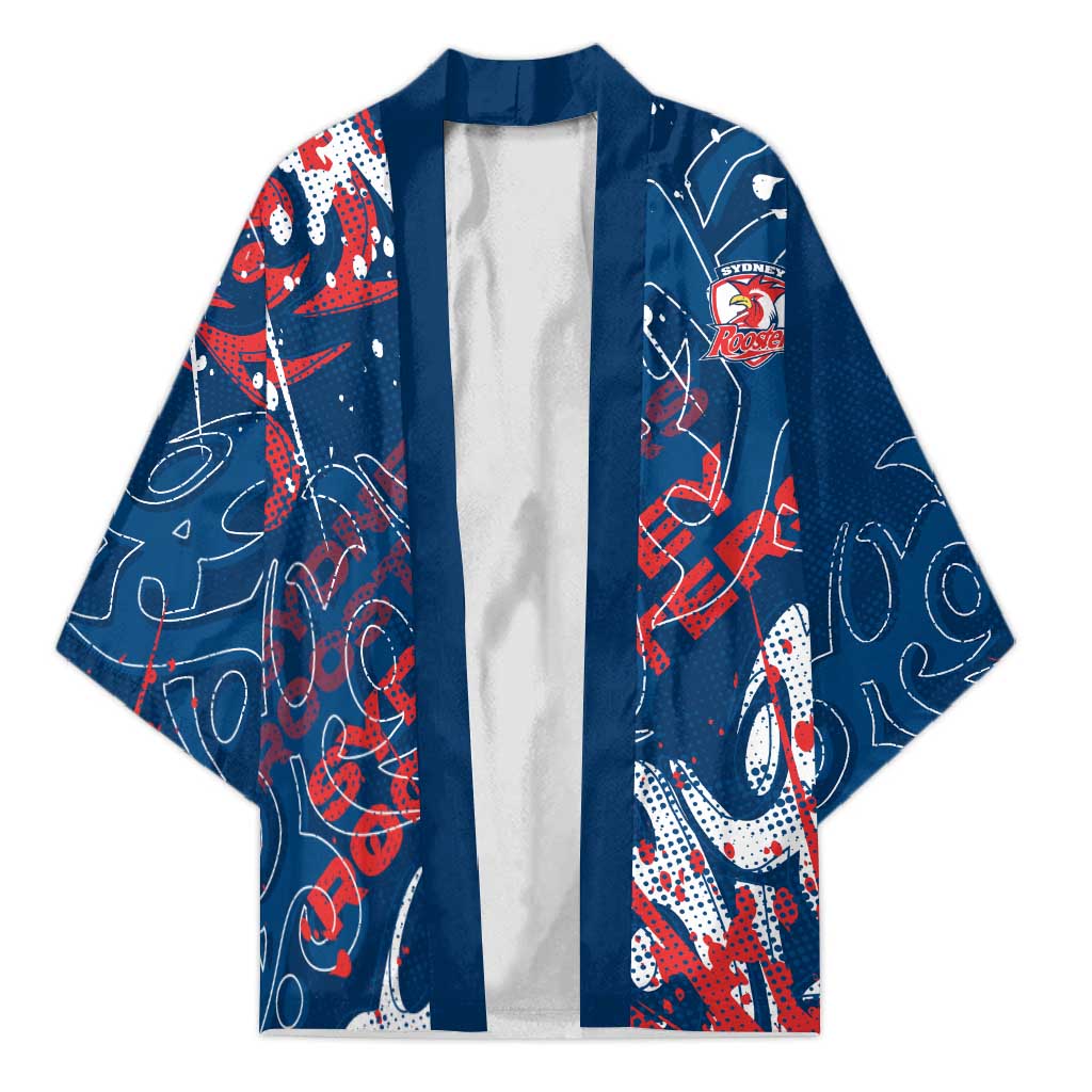 Personalized Sydney Roosters Rugby Kimono Urban Street Graffiti Style - Distressed Splatter Elements