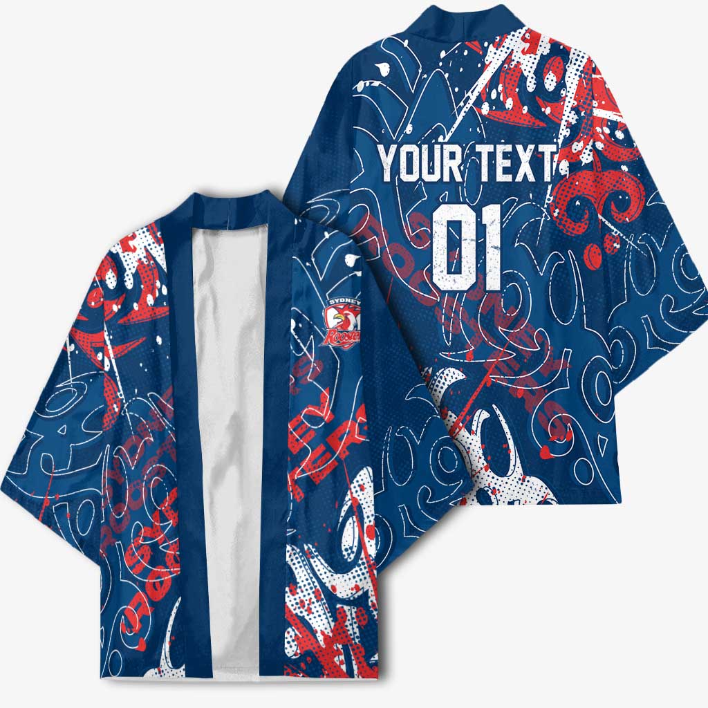 Personalized Sydney Roosters Rugby Kimono Urban Street Graffiti Style - Distressed Splatter Elements