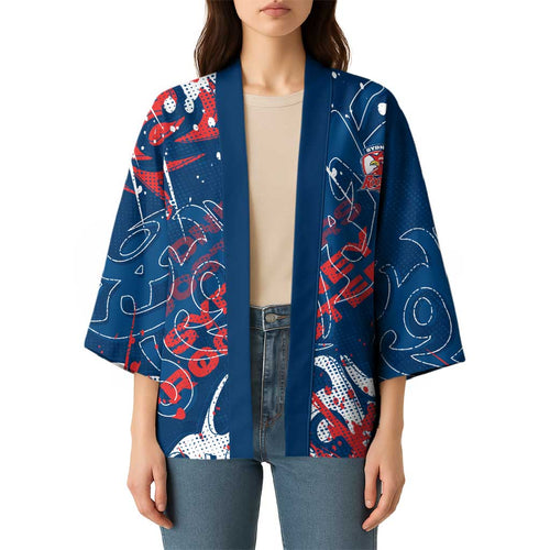 Personalized Sydney Roosters Rugby Kimono Urban Street Graffiti Style - Distressed Splatter Elements