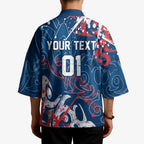 Personalized Sydney Roosters Rugby Kimono Urban Street Graffiti Style - Distressed Splatter Elements