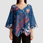 Personalized Sydney Roosters Rugby Kimono Sleeve Blouse Urban Street Graffiti Style - Distressed Splatter Elements