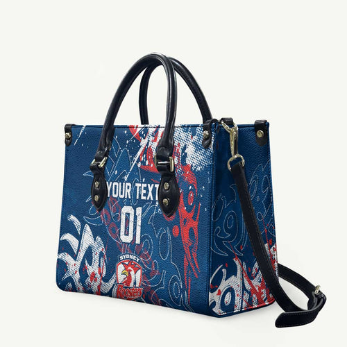 Personalized Sydney Roosters Rugby Leather Bag Urban Street Graffiti Style - Distressed Splatter Elements