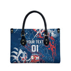 Personalized Sydney Roosters Rugby Leather Bag Urban Street Graffiti Style - Distressed Splatter Elements