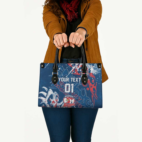 Personalized Sydney Roosters Rugby Leather Bag Urban Street Graffiti Style - Distressed Splatter Elements