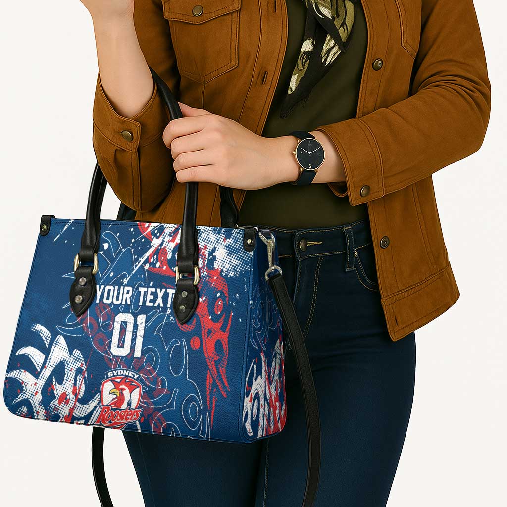 Personalized Sydney Roosters Rugby Leather Bag Urban Street Graffiti Style - Distressed Splatter Elements