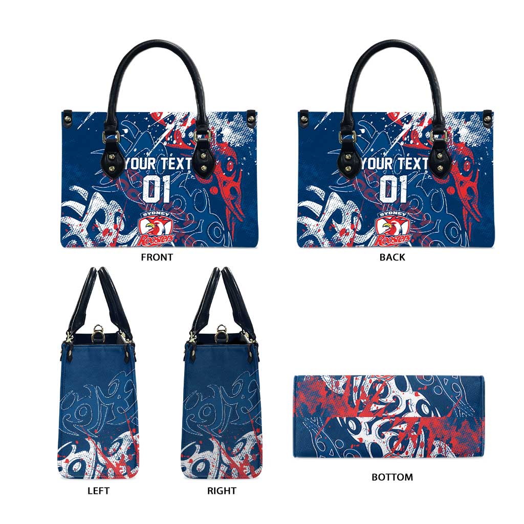 Personalized Sydney Roosters Rugby Leather Bag Urban Street Graffiti Style - Distressed Splatter Elements