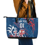 Personalized Sydney Roosters Rugby Leather Tote Bag Urban Street Graffiti Style - Distressed Splatter Elements