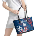 Personalized Sydney Roosters Rugby Leather Tote Bag Urban Street Graffiti Style - Distressed Splatter Elements