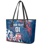 Personalized Sydney Roosters Rugby Leather Tote Bag Urban Street Graffiti Style - Distressed Splatter Elements
