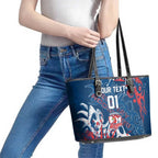Personalized Sydney Roosters Rugby Leather Tote Bag Urban Street Graffiti Style - Distressed Splatter Elements