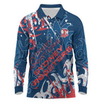 Personalized Sydney Roosters Rugby Long Sleeve Polo Shirt Urban Street Graffiti Style - Distressed Splatter Elements