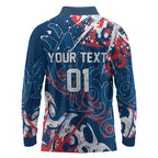 Personalized Sydney Roosters Rugby Long Sleeve Polo Shirt Urban Street Graffiti Style - Distressed Splatter Elements