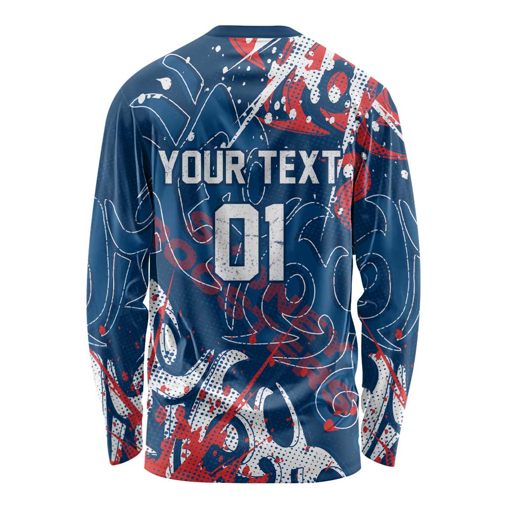 Personalized Sydney Roosters Rugby Long Sleeve Shirt Urban Street Graffiti Style - Distressed Splatter Elements
