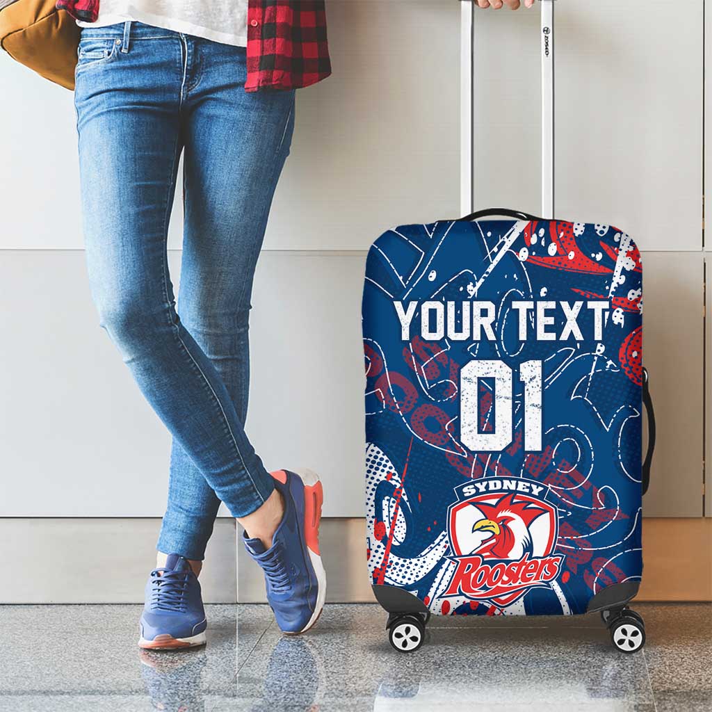 Personalized Sydney Roosters Rugby Luggage Cover Urban Street Graffiti Style - Distressed Splatter Elements