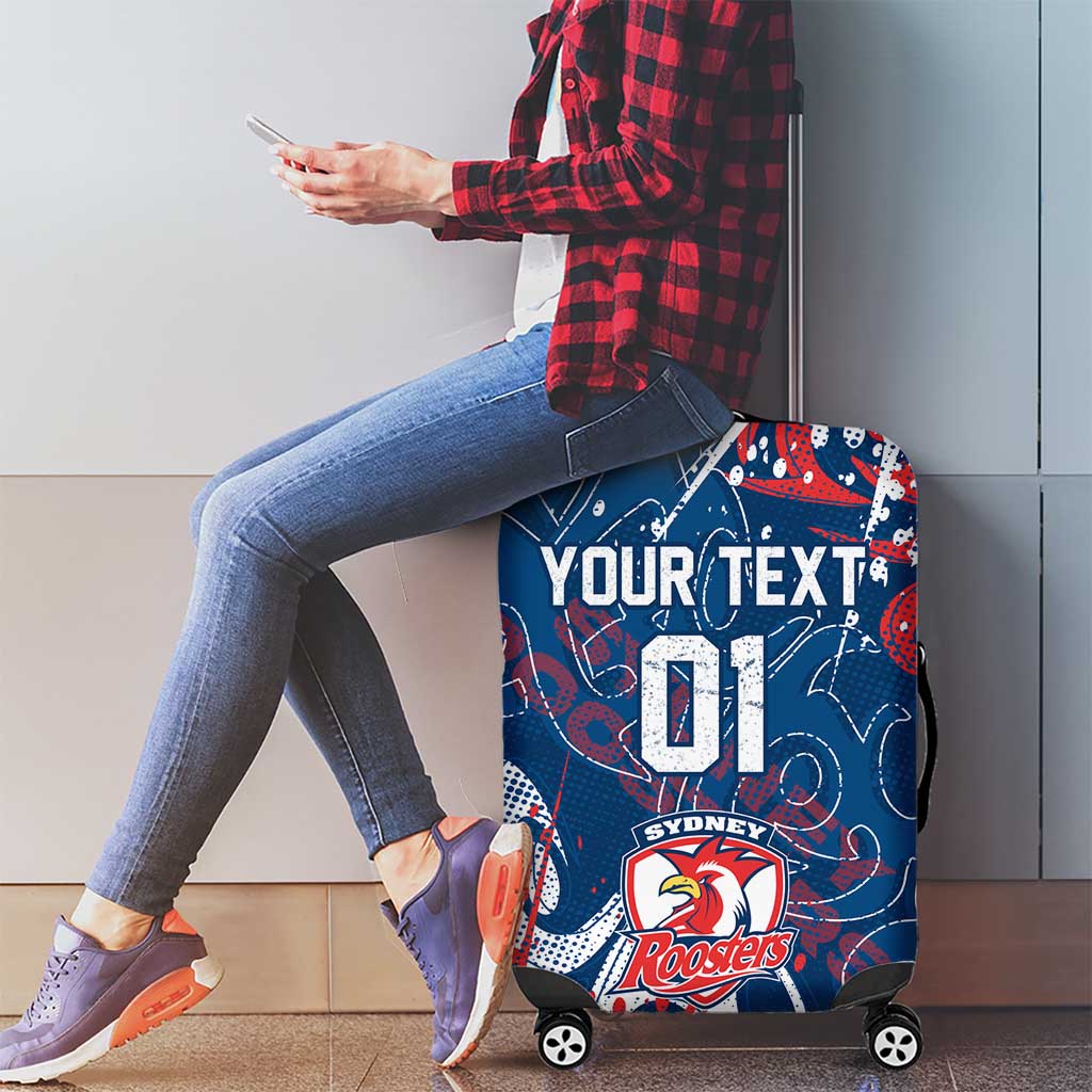 Personalized Sydney Roosters Rugby Luggage Cover Urban Street Graffiti Style - Distressed Splatter Elements
