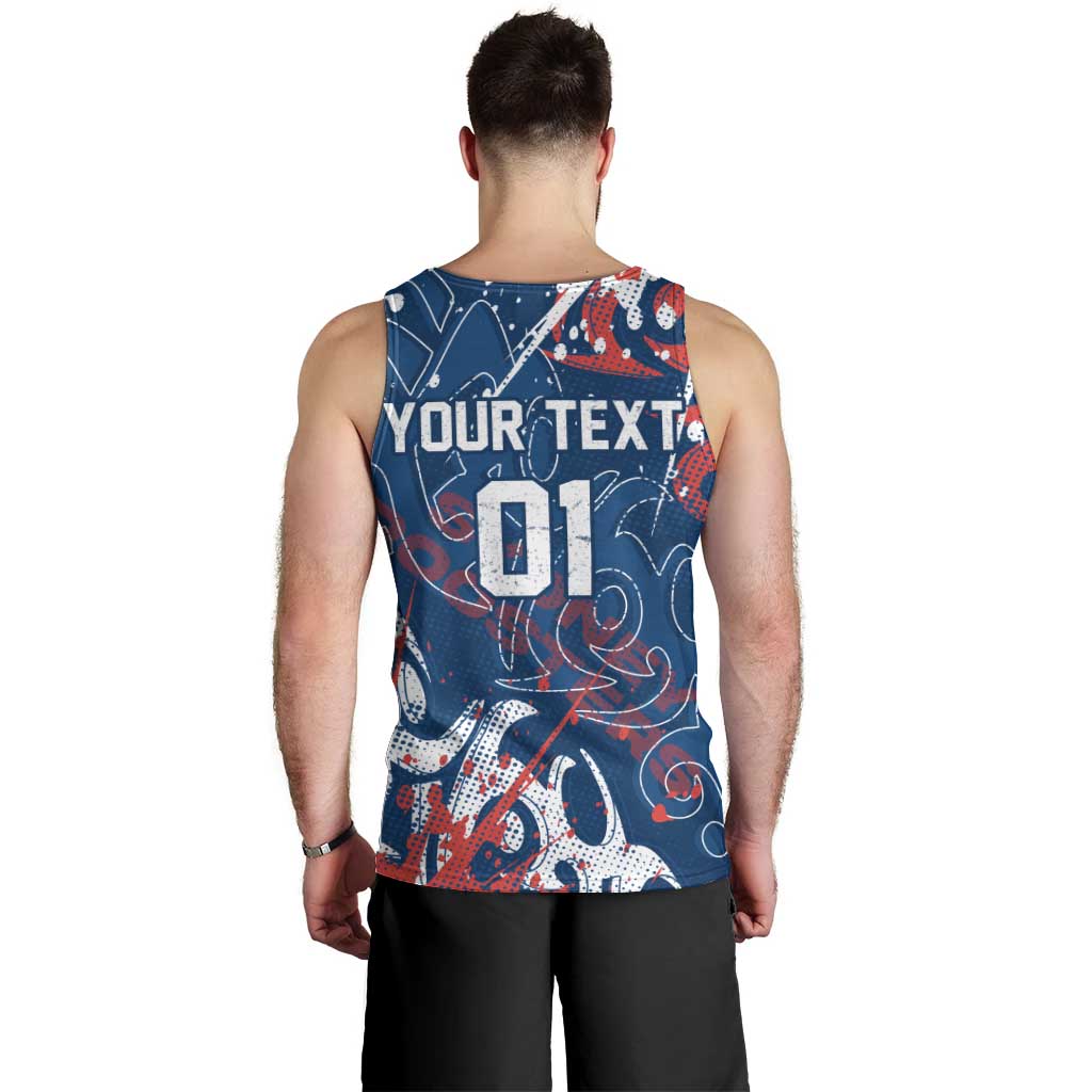 Personalized Sydney Roosters Rugby Men Tank Top Urban Street Graffiti Style - Distressed Splatter Elements