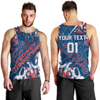 Personalized Sydney Roosters Rugby Men Tank Top Urban Street Graffiti Style - Distressed Splatter Elements