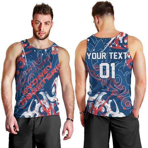 Personalized Sydney Roosters Rugby Men Tank Top Urban Street Graffiti Style - Distressed Splatter Elements
