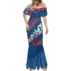 Personalized Sydney Roosters Rugby Mermaid Dress Urban Street Graffiti Style - Distressed Splatter Elements