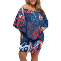 Personalized Sydney Roosters Rugby Off Shoulder Short Dress Urban Street Graffiti Style - Distressed Splatter Elements