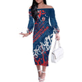 Personalized Sydney Roosters Rugby Off The Shoulder Long Sleeve Dress Urban Street Graffiti Style - Distressed Splatter Elements